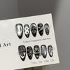 False Nails, Handmade Nail Tips, High-end Dark Silver Cat-eye Nail Art, European and American Punk Style False Nail Stickers.