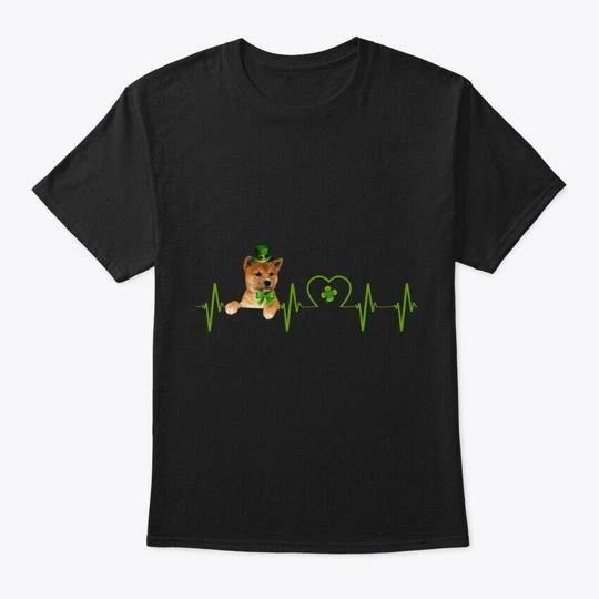 

Shiba Inu Heartbeat St Patricks Day T shirt Made in the USA Size S to 5XL 2XL