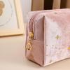 Cosmetic Pouch Spacious Velvet Cosmetic Bag Travel Toiletry Organizer With Star Pattern Portable Makeup Case For Lipstick