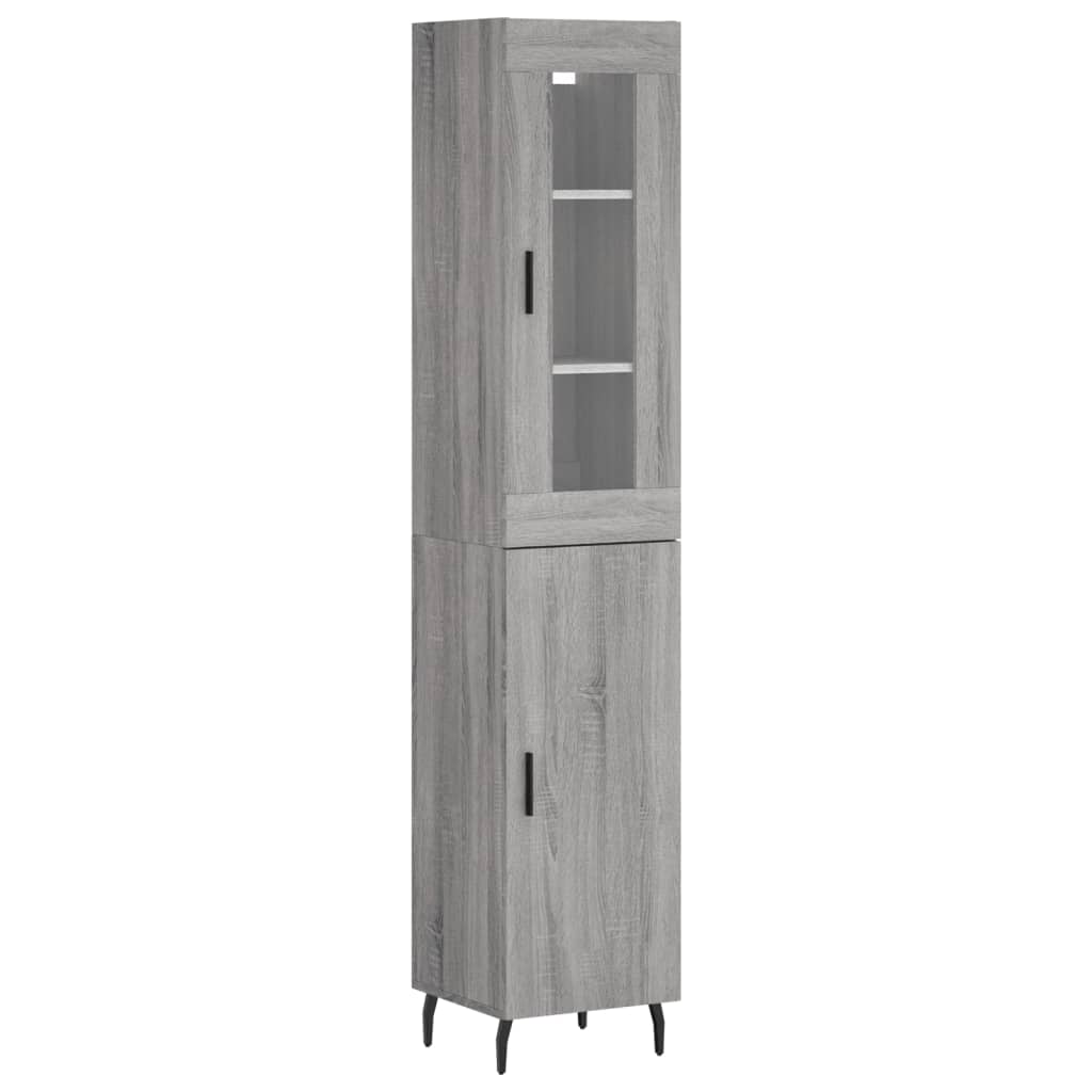 Highboard In Grey Sonoma 34.5 X 34 X 180 Cm Engineered Wood