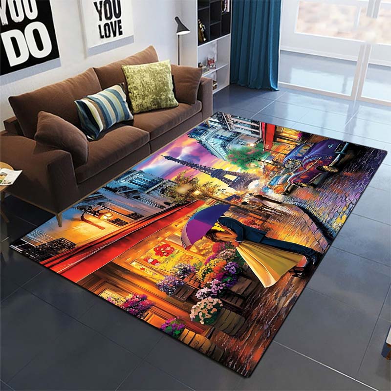 Rainbow Sailing Ship Area Rug, Ocean Decor Floor Mat 40x60cm( 15x23in )