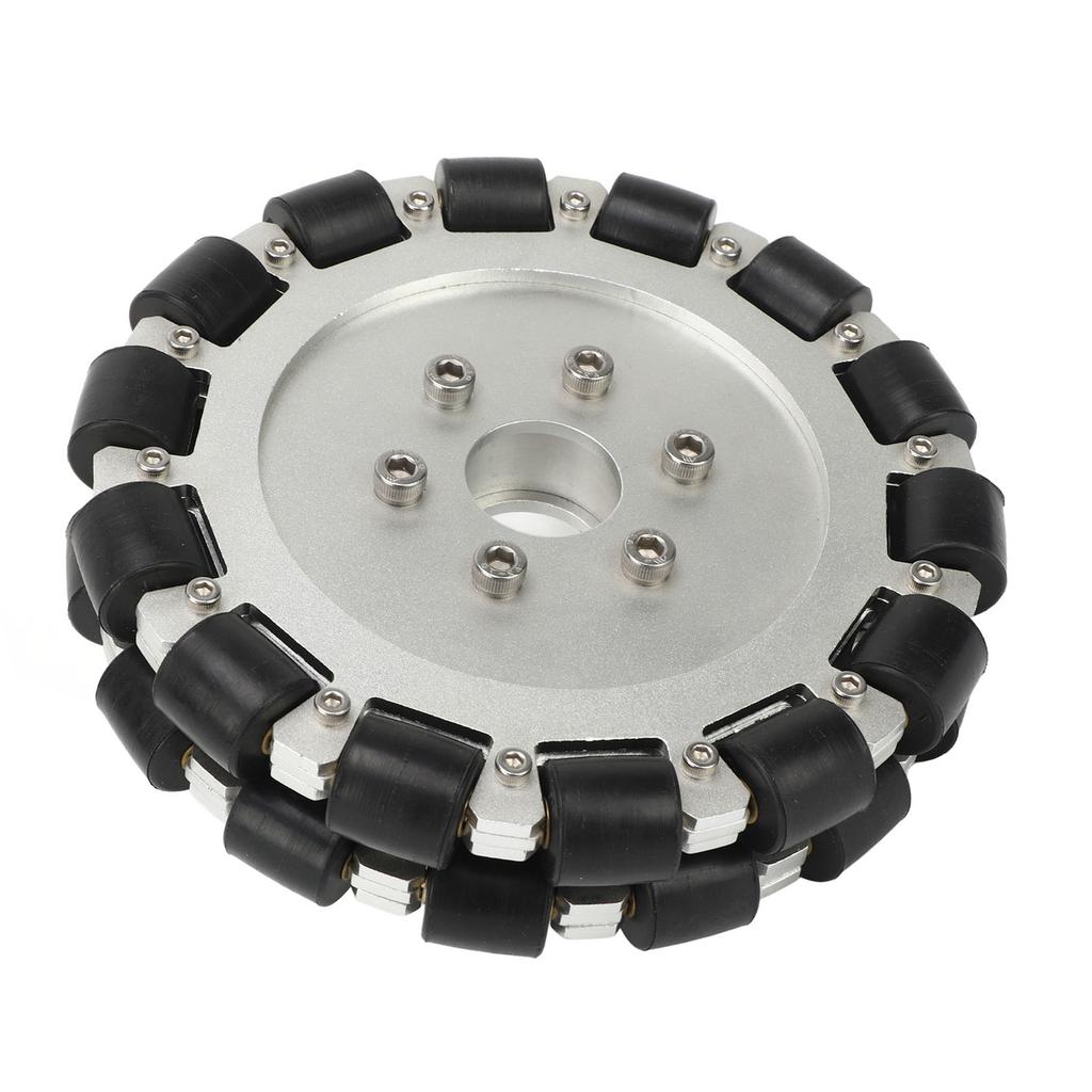 152mm Omni Wheel Rubber Aluminum Alloy 360 Degree Rotation Double Row Wheel for Mobile Robot Upgrade Black and Silver