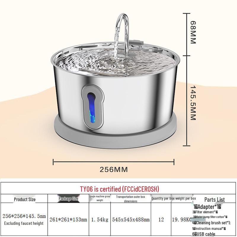 Stainless Steel Pet Water Dispenser with Automatic Circulation, 4L Capacity - Cat & Dog Drinking Fountain