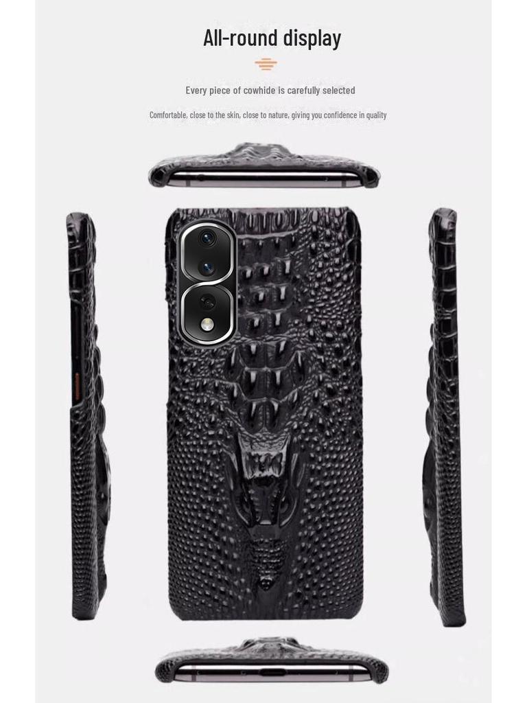 Honor 30/30 Pro Genuine Leather Case - Cowhide Dragon Head Pattern, Half-Cover Design, Fits Honor 30 Youth Edition