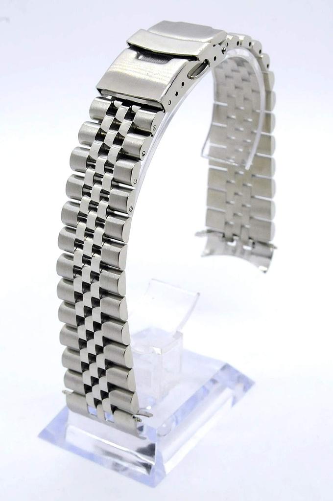 Jubilee Silver 22mm Stainless Steel Bracelet with Curved Links for SKX 007 009 011 [BASIS+] 5-Link