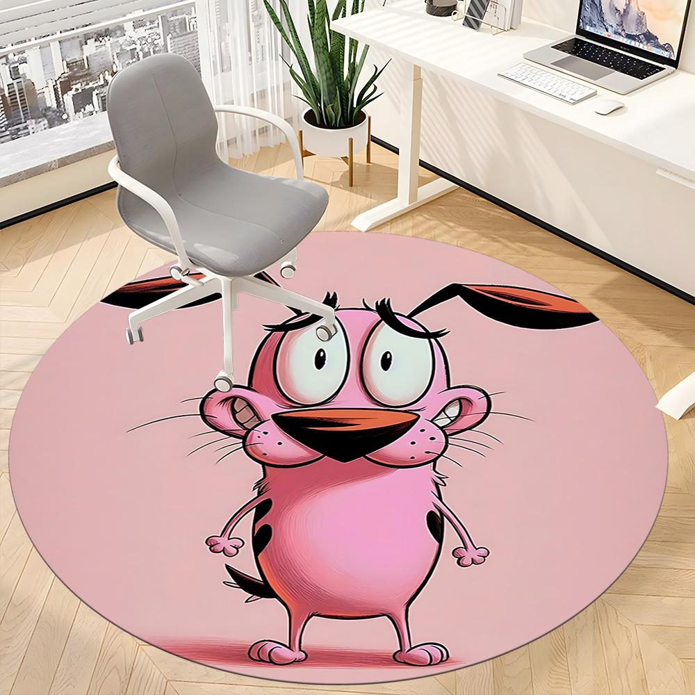 1pc Courage the Cowardly Dog Office Round Area Rug,Bedroom Living Room Home Decor, Room Deco a1016089