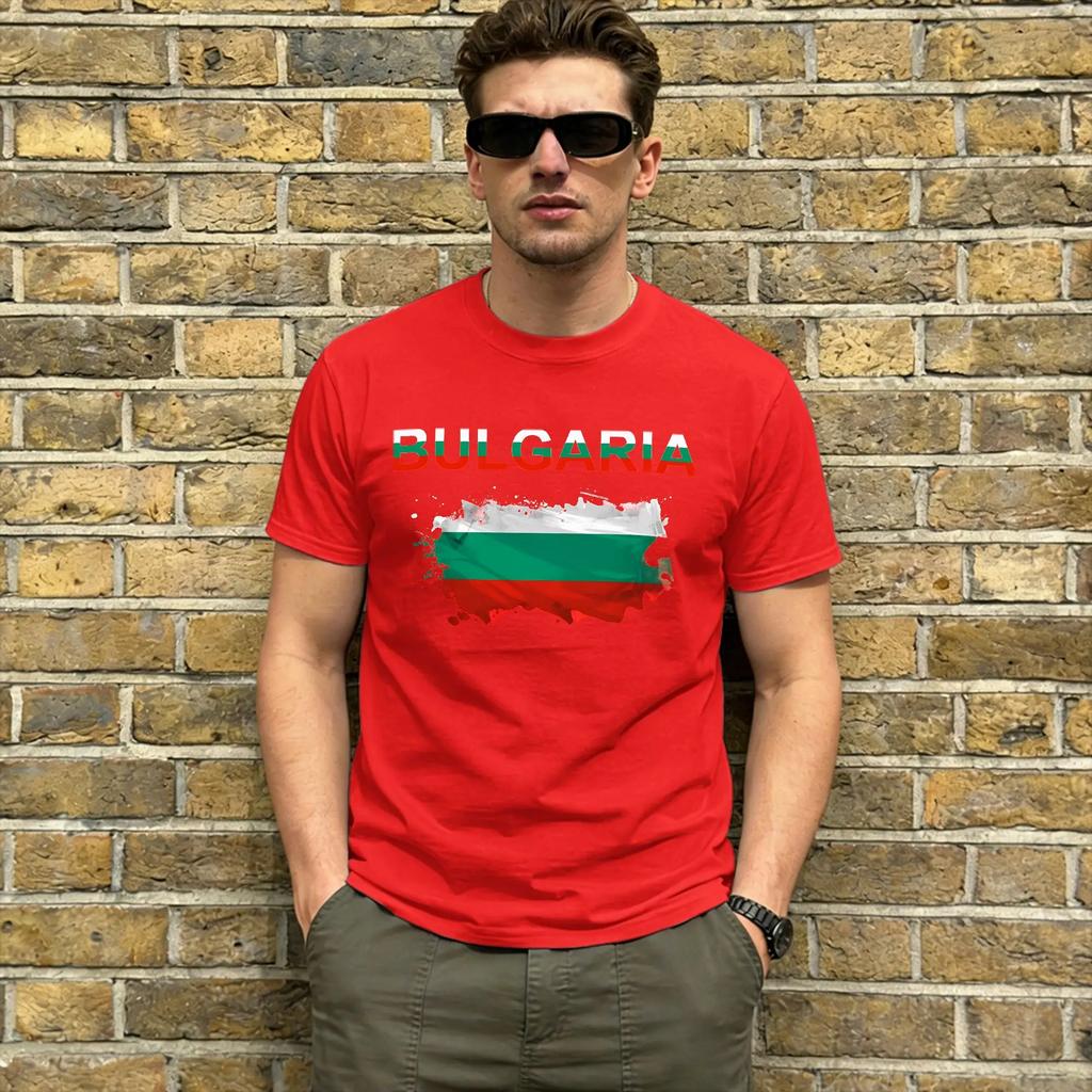 Bulgaria Flag T-Shirts for Men  Vintage 100% Cotton Tees Crewneck Short Sleeve T Shirts Plus Size Clothing