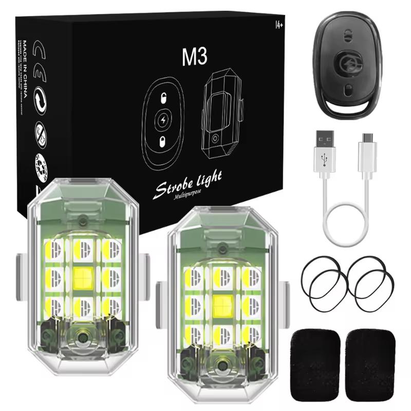 4pcs Drone Strobe Light USB Charging M3 Turn Signal Indicator Waterproof 3.7V 350mAh High Brightness for Motorcycle Bike Drones