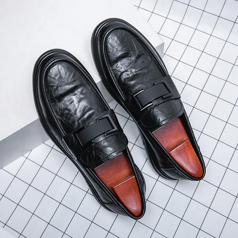 

Классические мужские туфли-лоферы без застежек, модные лаконичные деловые кожаные туфли, джентльменские туфли, мягкие легкие мокасины, туфли на плоской подошве для вождения 45 чёрный