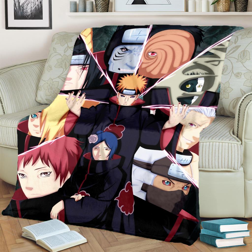 Anime-Naruto Print Blanket Warm Comfortable Flannel Blanket for Bedrooms, Sofas, Beds, Chairs, Picnics, Travel -LXR63