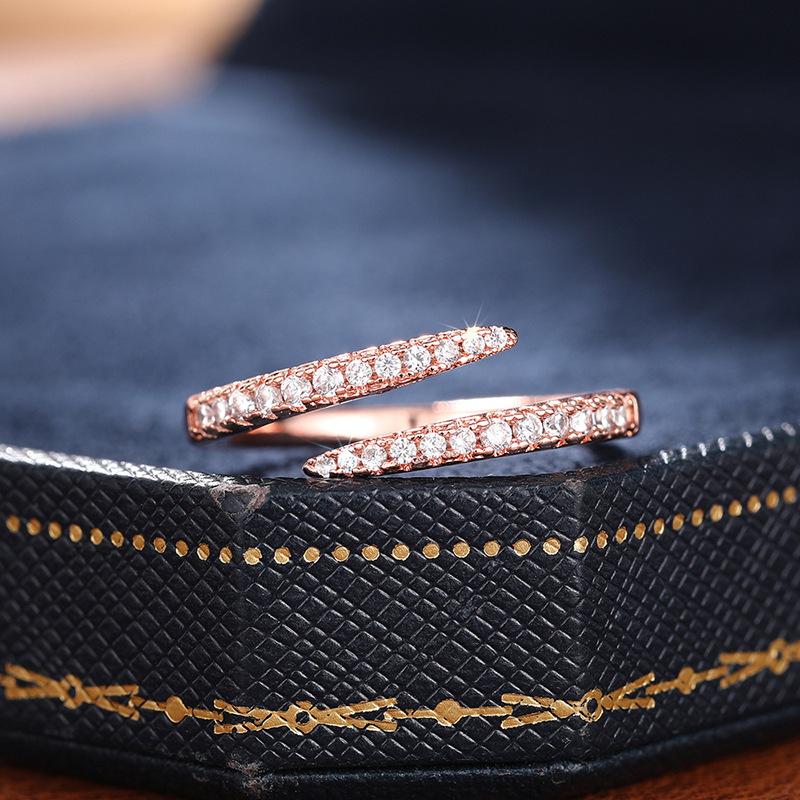 1Pc Fashionable Synthetic Zircon Ring, Adjustable Opening, Fashionable Ring, Suitable for Daily Wear