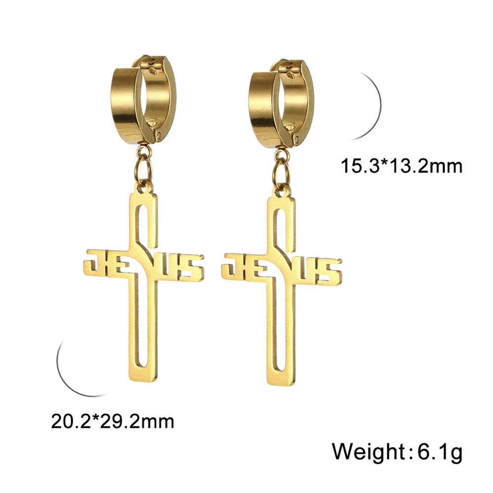 Cazador Punk Jesus Cross Drop Earrings for Men Women Christian Religious Stainless Steel Earrings Jewelry Mother's Day Gift