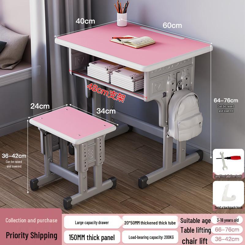 Height-Adjustable Student Desk and Chair Set for Junior and High School