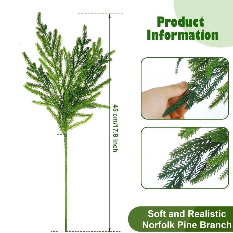 

Ветка Норфолкской сосны с эффектом реального прикосновения, искусственные рождественские зеленые растения, ветви, искусственная зелень, стебель, искусственные кедровые сосновые веточки для вазы