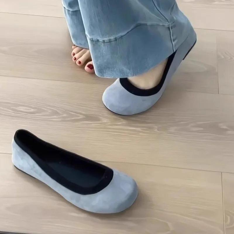 Fashion 2025 Hot Sale Ladies Shoes Shallow Women's Flats Fashion Round Toe Casual Flat Shoes New Color Matching Flat Low Heels Zapatos