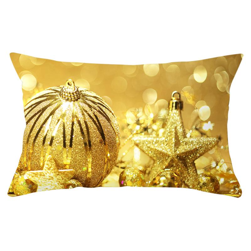 New Christmas Peach Skin Waist Pillowcase Gold Series Sofa Cushion Cover Bedside Pillow Cover
