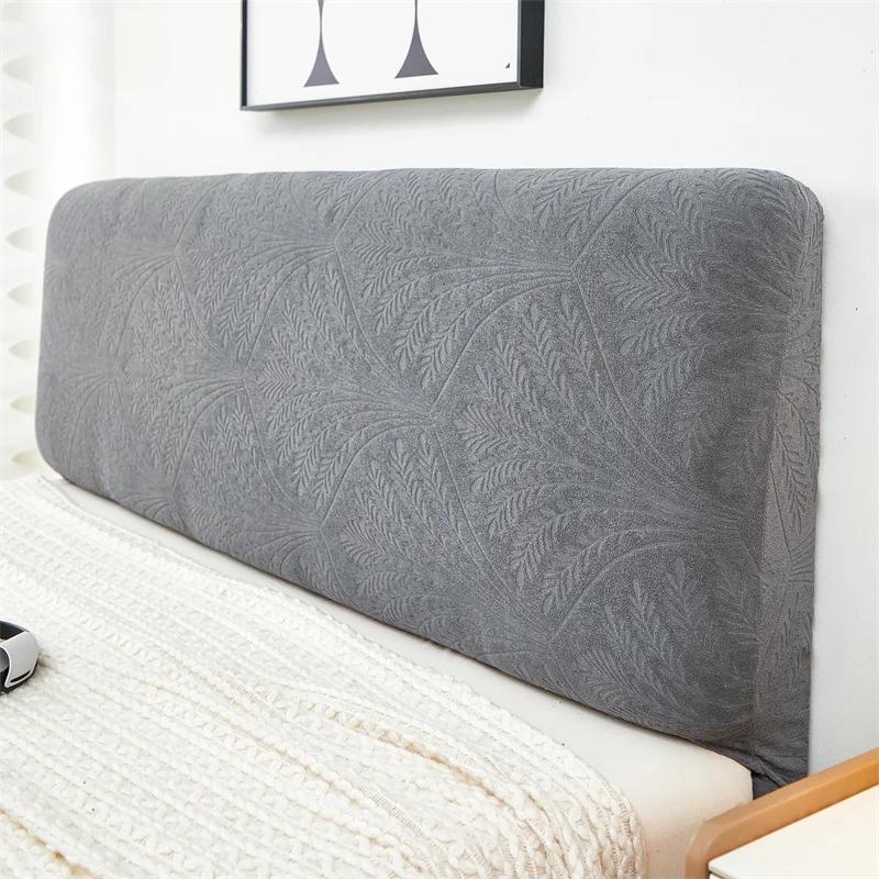 

1 шт. Жаккардовый чехол на изголовье кровати с листьями, Скандинавский мягкий эластичный чехол на изголовье, Декор для спальни, Полностью закрывающий прикроватный защитный чехол L120cm H50-60cm S