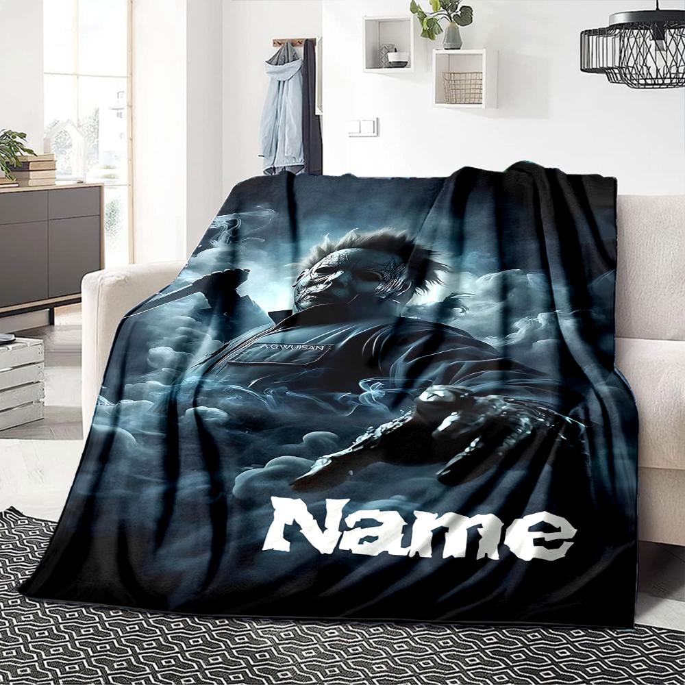 Custom Name Horror Movie Night Party Blanket For Couch Bed Plush Cozy Fuzzy Blanket Super Soft Warm Blankets For Fall And Winter 0916171