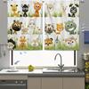 2pcs Cartoon Animal Fox Lion Giraffe Jungle Print Curtain For Bedroom Office Kitchen Blinds Living Room Floor Window Home Decor