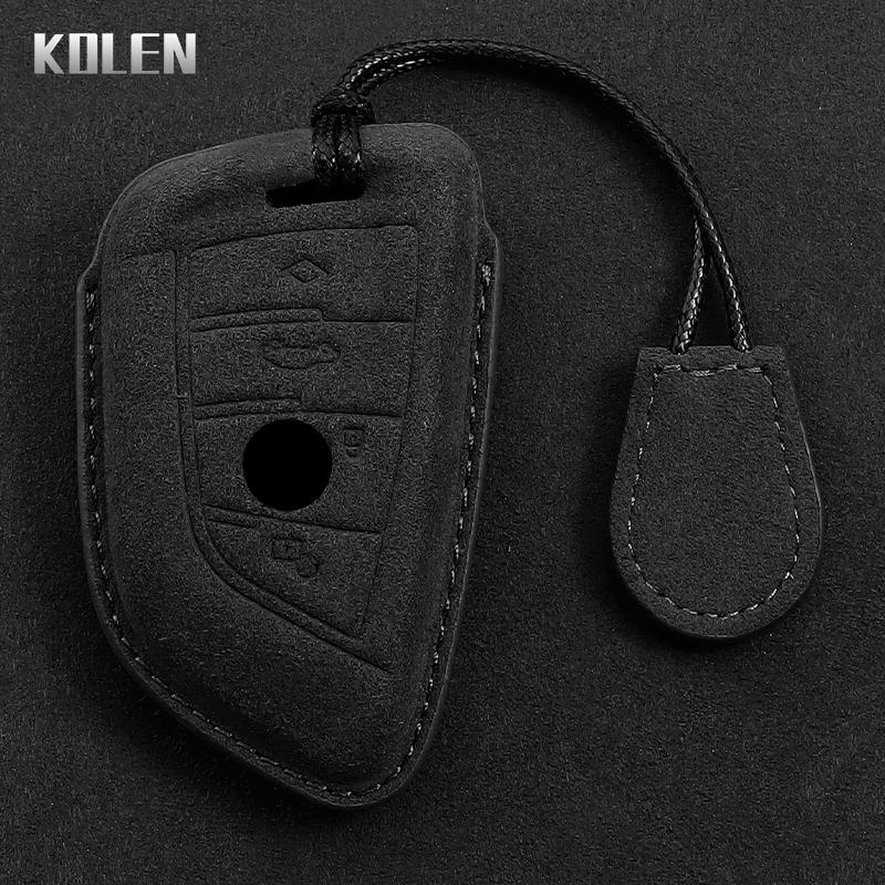 Genuine Leather Auto Smart Key Fob Cover Case Housing Fit For Bmw X1 X3 X5 X6 X7 1 3 5 6 7 Series G20 G30 G11 F15 F16 G01 G02 F48 G05 G06 G07 Remote