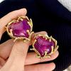 Fashion Classic Pink Color Crystal Enmale Earrings For Women Girls Exquisite Design Pendant Flower Ear Rings Jewelry Accessories
