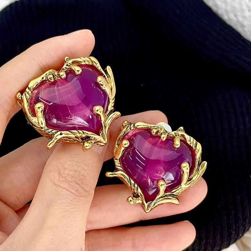 Fashion Classic Pink Color Crystal Enmale Earrings For Women Girls Exquisite Design Pendant Flower Ear Rings Jewelry Accessories