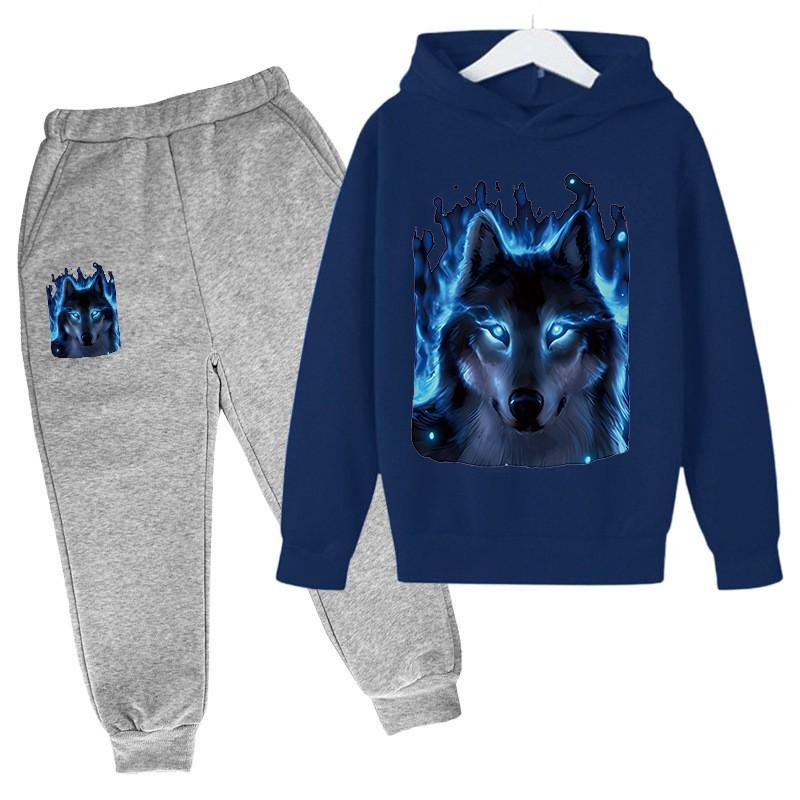 Kinderpullover-Set Hoodie Zweiteiler Pullover Cartoon Outdoor-Sport