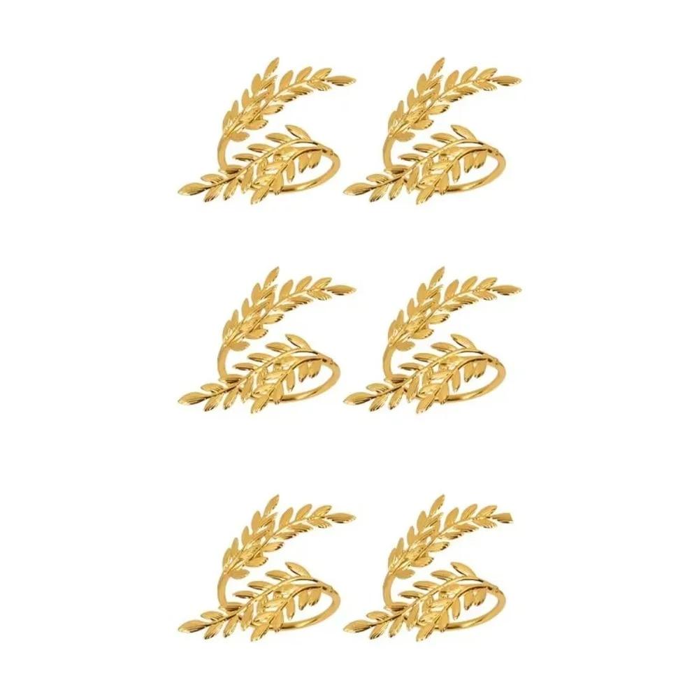 1/6/12pcs Modern Minimalist Napkin Ring Buckles Metal Gold Leaf Napkin Holder Christmas Thanksgiving Dinnig Table Decoration
