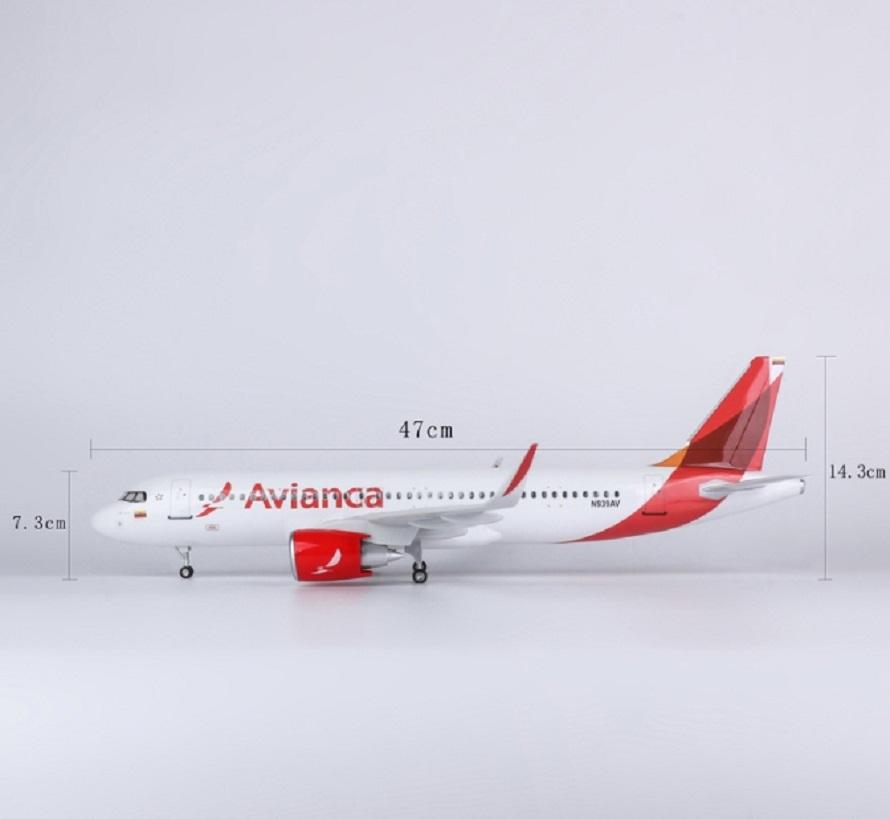 Model Planes 1:80 Scale Model Airplane Airbus 320neo Avianca A320 Airlines Plane Models Display Diecast Aircraft with LED Light