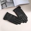 Men's Touchscreen Lambskin Leather Gloves: Warm, Fleece-Lined, Cold-Proof for Autumn & Winter Driving/Riding