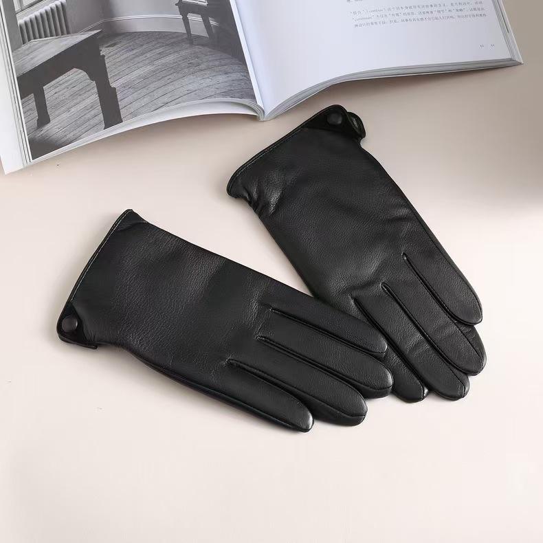 Men's Touchscreen Lambskin Leather Gloves: Warm, Fleece-Lined, Cold-Proof for Autumn & Winter Driving/Riding
