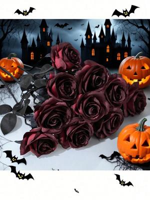 50CM Tmavě červená růže Umělé květiny Halloweenská párty Tmavá foto dekorace rekvizita Gotická růže Svatba Domov Falešná květinová dekorace