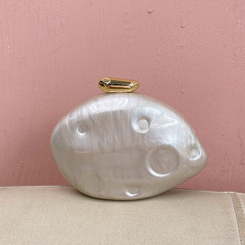Fashion acrylic bag, marble amber meteorite, goose egg box bag, celebrity dinner, messenger bag слоновая кость