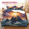Oil Painting Style Castle Pattern Bedding Quilt Set  Home Decoration  Gift (1 * duvet cover + 2 * pillowcase  without core)