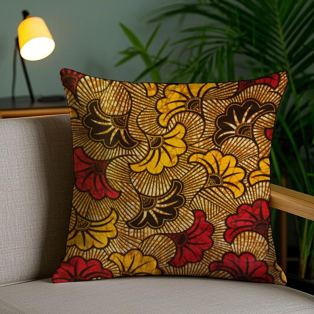 African Style Print Cushion Cover Plush Fabric Soft Double-Sided Printed Sofa Pillow Case Colorfast Home Decor Gift