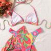 New floral triangle cup printed strap sexy bikini three-piece swimsuit