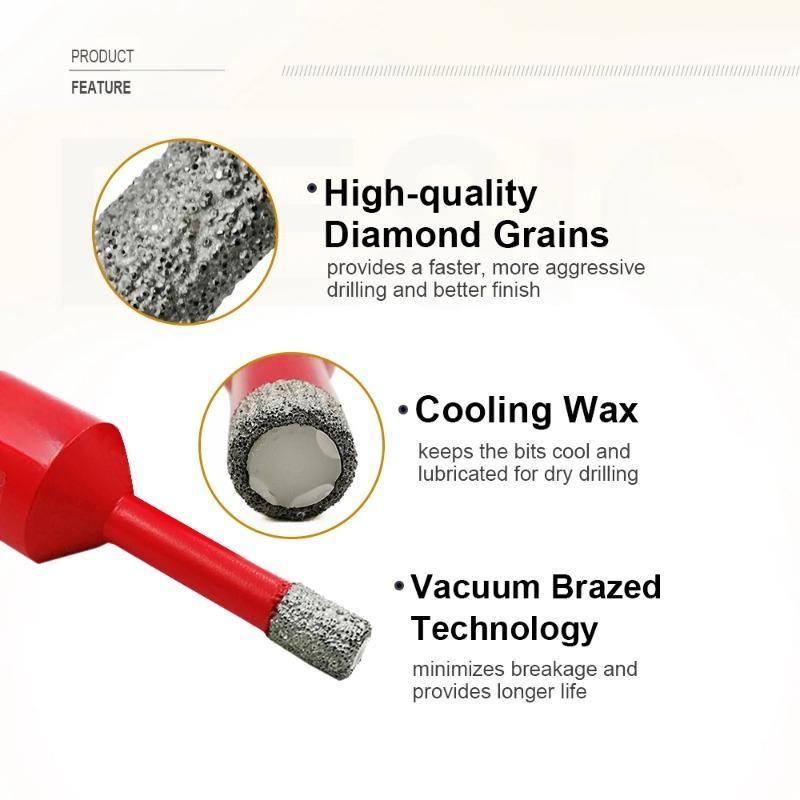 2pcs 6mm Hole Opener Diamond Drill Bit Dry Porcelain Tile Marble Core Drill Bit Granite Marble Hole Saw M14 Threaded Drill Crown