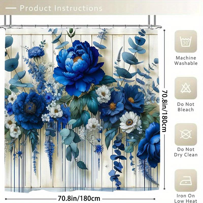 Blue Floral Bouquet Shower Curtain - Multi-Style Bath Decor, Perfect for Those Who Love Nature-Inspired and Practical Designs