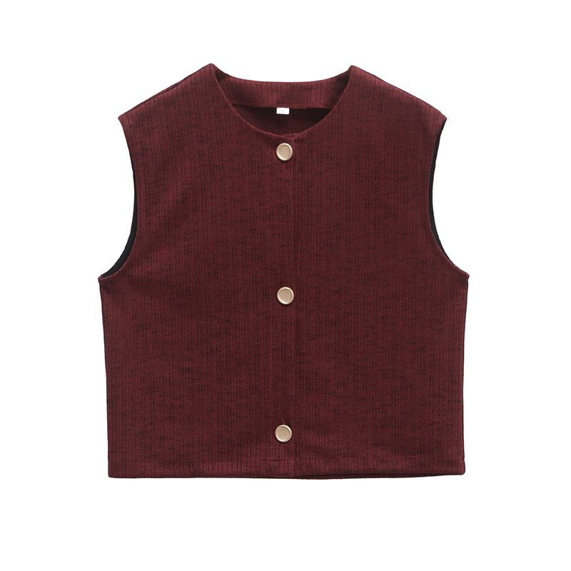 

Kaslead New Women clothes Western Style Single-Breasted Texture Vest Casual Pants 5039179 5039180 Red Tops M