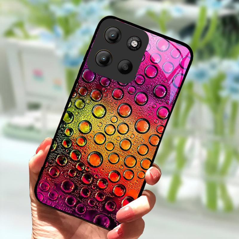 Für Motorola G15 Hülle Gehärtetes Glas Handyhülle Für Moto G15 MotoG15 Sturzschutz Luxuriöse Rückabdeckung G 15 Schale Hülle