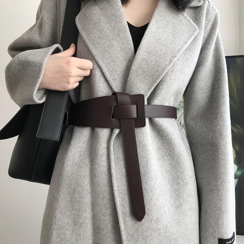 Versatile Ins Wide Waist Belt For Women In Black Brown Beige Gray Suitable For Stylish Fall Outfits