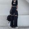 Odnímateľné nohavice Ženy Streetwear s vysokým pásom Sladké Cool Dievčatká Korejská móda Všestranné Ležérne Hip-hop Unisex jarné nohavice