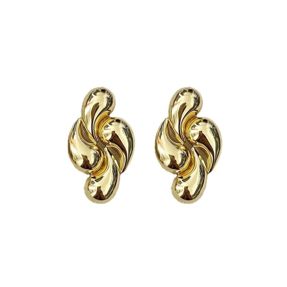 Minimalist Metal Personality Earrings Golden Silver Geometry Long Big Drop Earrings Round Leaf Water Droplet Jewelry Gifts