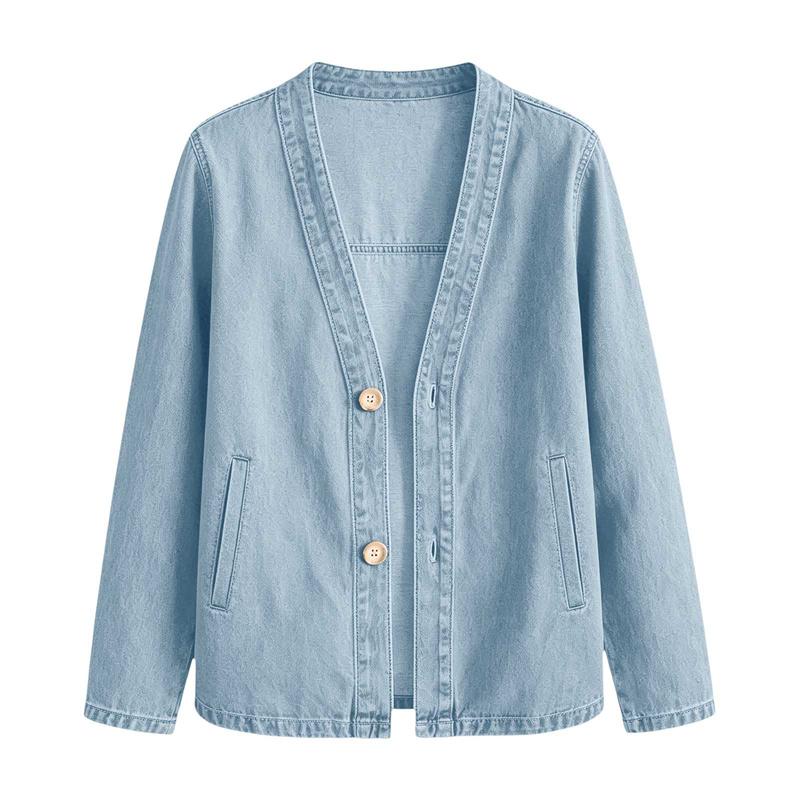 Langarm Übergröße Vintage Jeansjacke lässig locker Frühling Herbst Damen Denim Jacke Mantel
