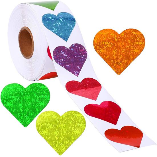 500Pcs/Roll Heart-shaped Labels Sticker Candy Gift Box Wedding Valentines Decals