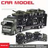 6-in-1 Military Truck Vehicle Alloy Toy Set Alloy Transport Truck with 6 Alloy Vehicles Detachable Front Car Ornament Birthday Gift for Kids
