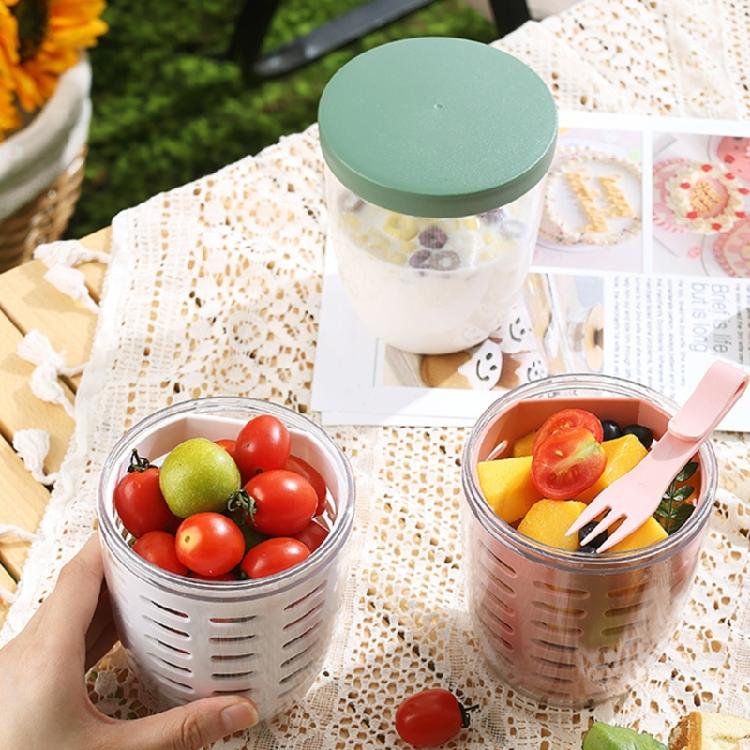 Single 600ml Salad Bowl with Detachable Fork Strainers Basket Kitchen Supplies