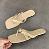 Fashion Summer New Studded Sandals Women's Outside Wear Vintage Square Toe Open Toe Clip Toe Soft Sole Non-slip Wear-resistant Flats