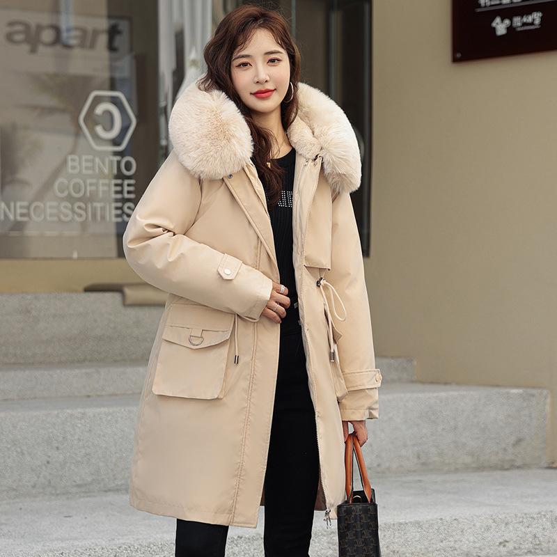 Neue Daunen-Baumwollwattierte Jacke Damen Lang Koreanische Version Lockerer Baumwollwattierter Mantel Winter Verdickung Zum Überstehen des Mantels.