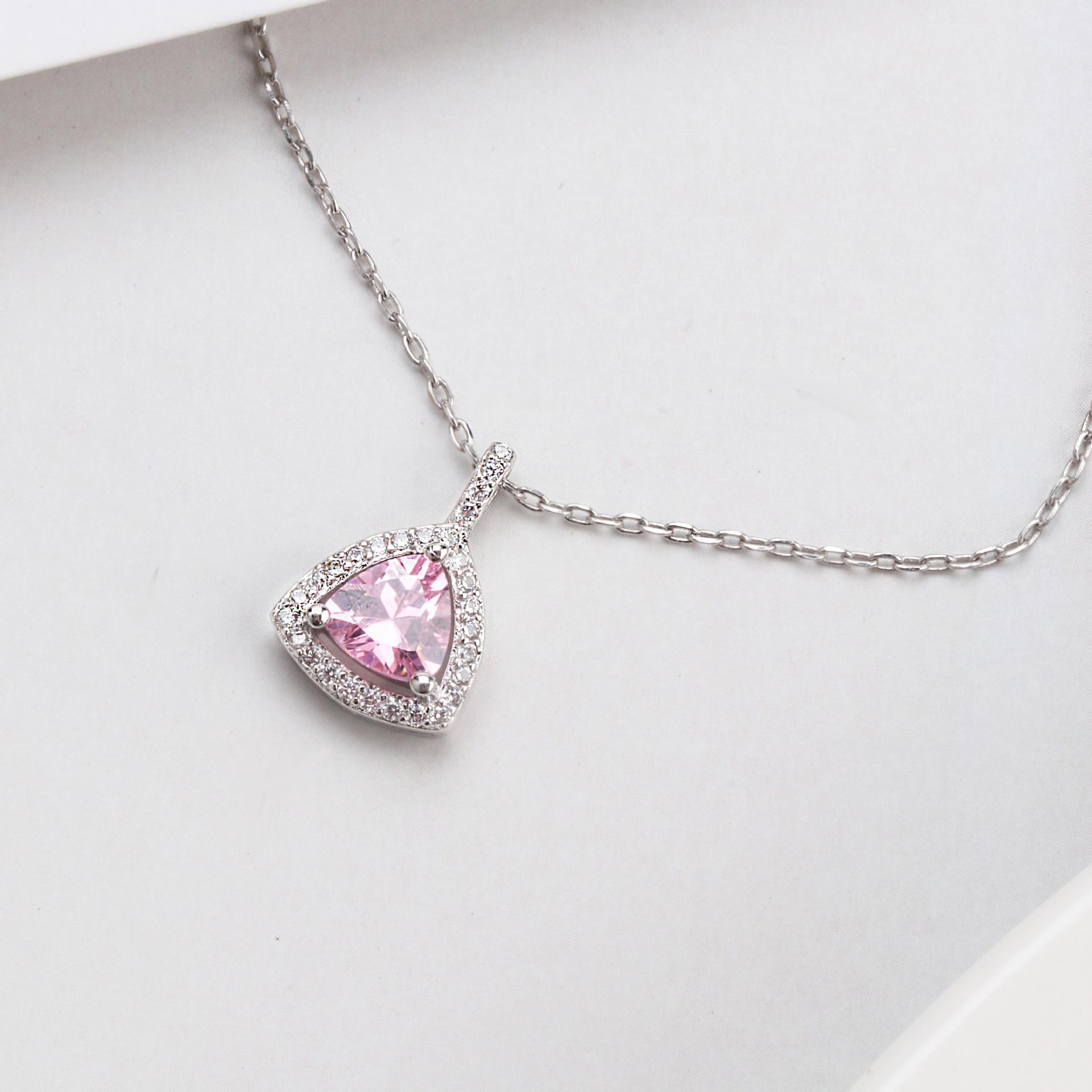 

Buyee 925 Sterling Silver Stone Pendant Chain Light Crystal Necklace for Woman Fashion Party Fine Jewelry Chain Gift